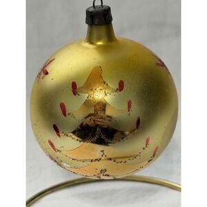 Vintage Fantasia Poland Hand Painted Round Christmas Tree Ornament 2.75”